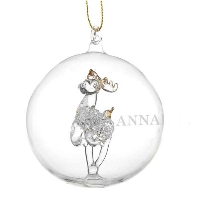 (image for) Personalised Name Only Reindeer Glass Bauble