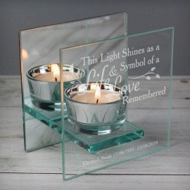 (image for) Personalised Life & Love Mirrored Glass Tea Light Holder