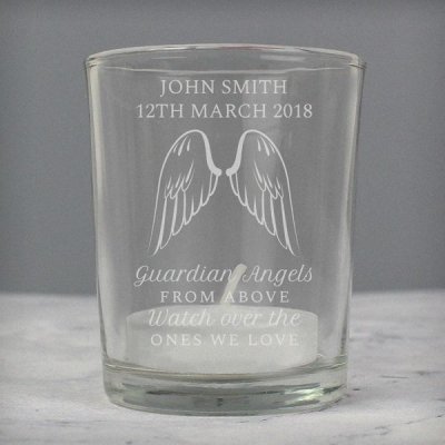 (image for) Personalised Guardian Angel Wings Votive Candle Holder