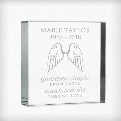 (image for) Personalised Guardian Angel Wings Large Crystal Token