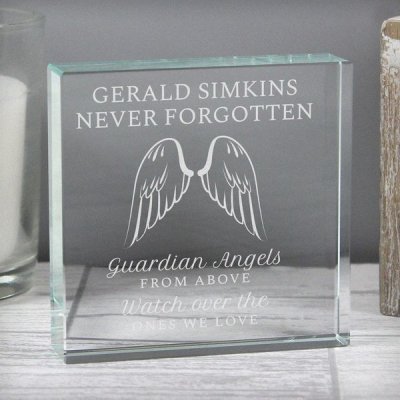 (image for) Personalised Guardian Angel Wings Large Crystal Token