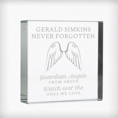 (image for) Personalised Guardian Angel Wings Large Crystal Token