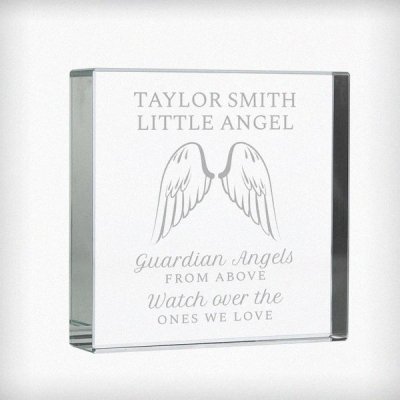 (image for) Personalised Guardian Angel Wings Large Crystal Token