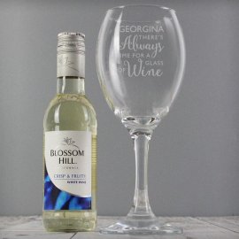 (image for) Personalised White Wine & 'Always Time for Wine' Glass Set