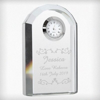 (image for) Personalised Heart Swirl Crystal Clock