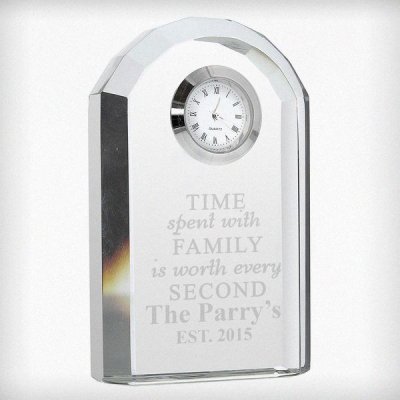 (image for) Personalised Time Spent With Family Crystal Clock