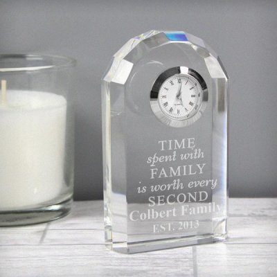 (image for) Personalised Time Spent With Family Crystal Clock