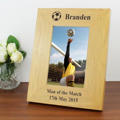 (image for) Personalised Oak Finish 6x4 Football Photo Frame