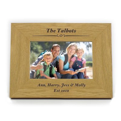 (image for) Personalised Oak Finish 6x4 Formal Landscape Photo Frame