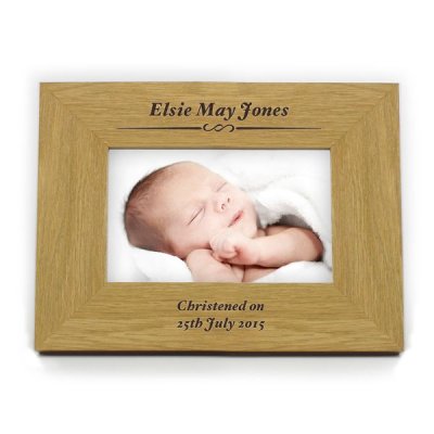 (image for) Personalised Oak Finish 6x4 Formal Landscape Photo Frame