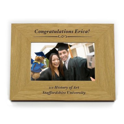 (image for) Personalised Oak Finish 6x4 Formal Landscape Photo Frame