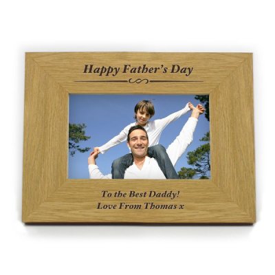 (image for) Personalised Oak Finish 6x4 Formal Landscape Photo Frame