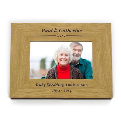 (image for) Personalised Oak Finish 6x4 Formal Landscape Photo Frame