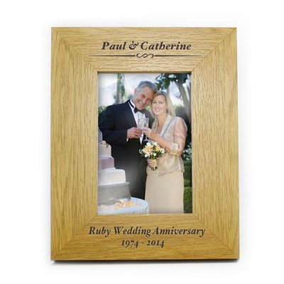 (image for) Personalised Oak Finish 6x4 Formal Portrait Photo Frame