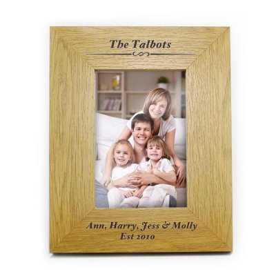 (image for) Personalised Oak Finish 6x4 Formal Portrait Photo Frame