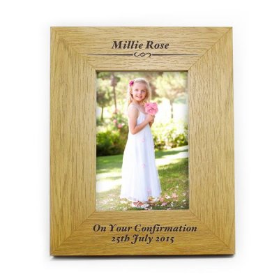 (image for) Personalised Oak Finish 6x4 Formal Portrait Photo Frame