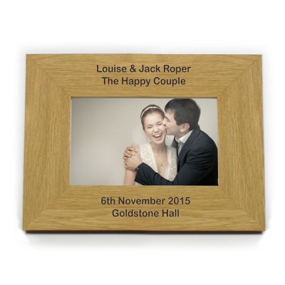 (image for) Personalised Oak Finish 6x4 Landscape Photo Frame - Long Message