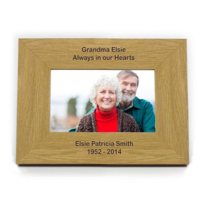 (image for) Personalised Oak Finish 6x4 Landscape Photo Frame - Long Message