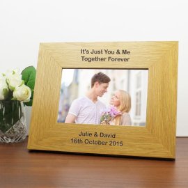 (image for) Personalised Oak Finish 6x4 Landscape Photo Frame - Long Message