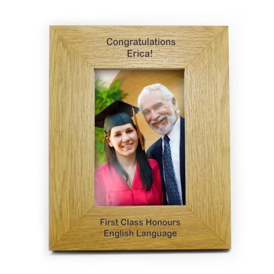 (image for) Personalised Oak Finish 6x4 Portrait Photo Frame - Long Message