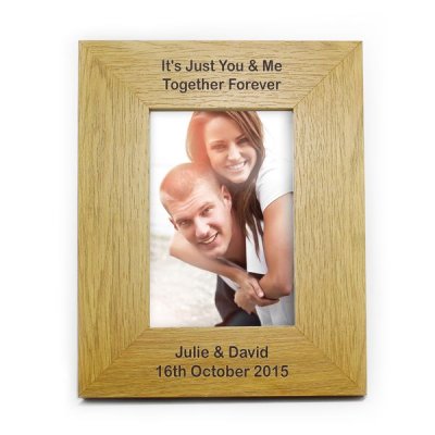 (image for) Personalised Oak Finish 6x4 Portrait Photo Frame - Long Message