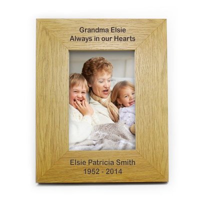 (image for) Personalised Oak Finish 6x4 Portrait Photo Frame - Long Message