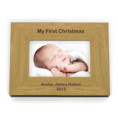 (image for) Personalised Oak Finish 6x4 Landscape Photo Frame - Short Messag