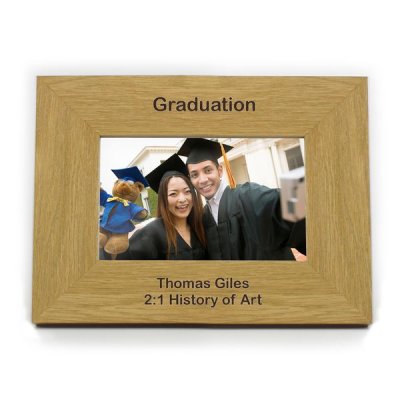 (image for) Personalised Oak Finish 6x4 Landscape Photo Frame - Short Messag