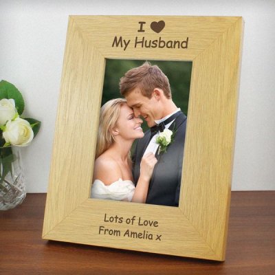 (image for) Personalised Oak Finish 6x4 I Heart Photo Frame