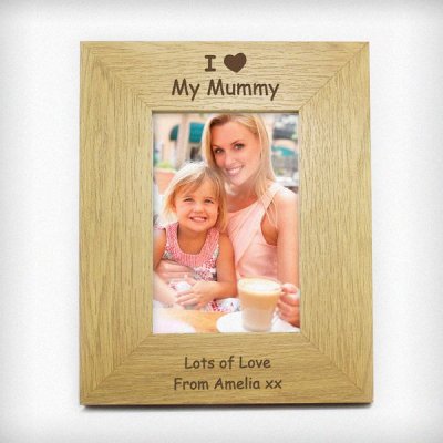 (image for) Personalised Oak Finish 6x4 I Heart Photo Frame