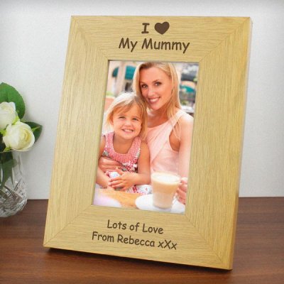 (image for) Personalised Oak Finish 6x4 I Heart Photo Frame