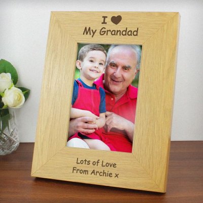 (image for) Personalised Oak Finish 6x4 I Heart Photo Frame