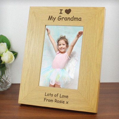 (image for) Personalised Oak Finish 6x4 I Heart Photo Frame