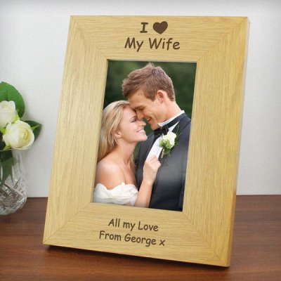 (image for) Personalised Oak Finish 6x4 I Heart Photo Frame