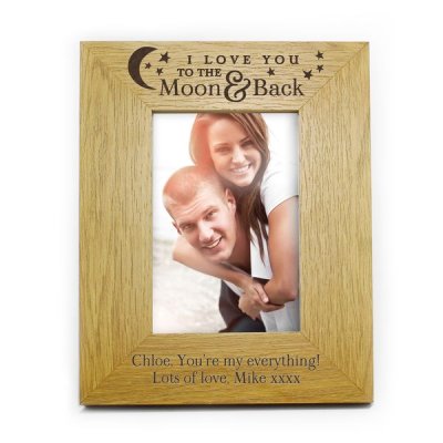 (image for) Personalised To the Moon and Back... Oak Finish 6x4 Photo Frame