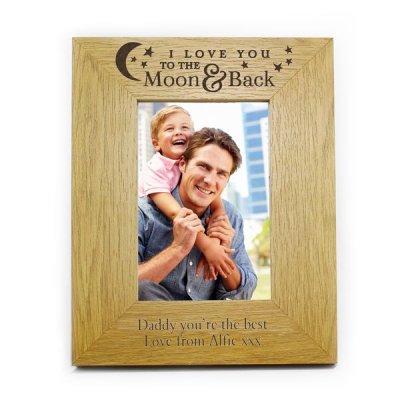 (image for) Personalised To the Moon and Back... Oak Finish 6x4 Photo Frame