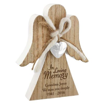 (image for) Personalised In Loving Memory Rustic Wooden Angel Decoration