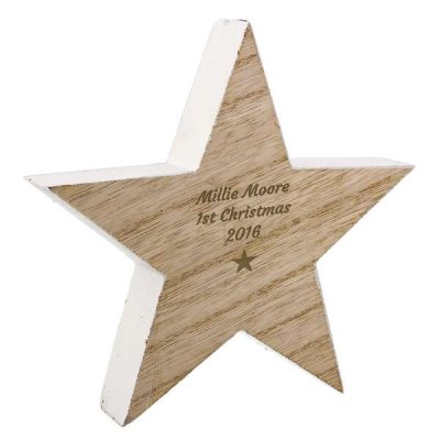 (image for) Personalised Star Motif Rustic Wooden Star Decoration