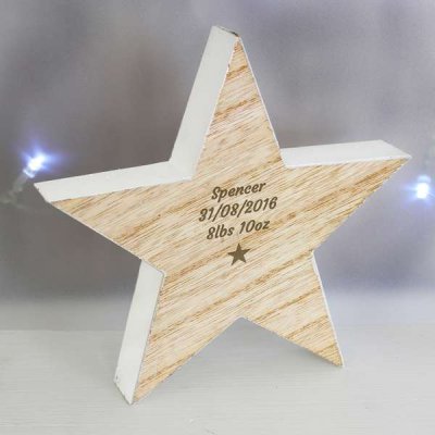 (image for) Personalised Star Motif Rustic Wooden Star Decoration