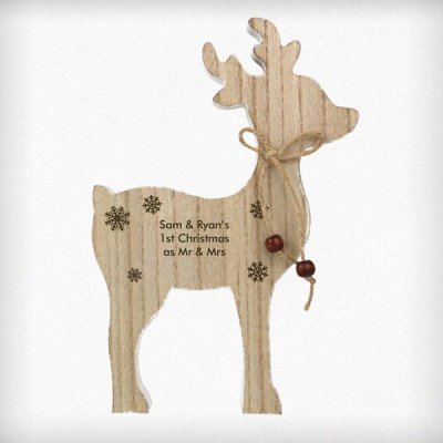 (image for) Personalised Rustic Wooden Reindeer Decoration