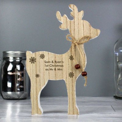 (image for) Personalised Rustic Wooden Reindeer Decoration