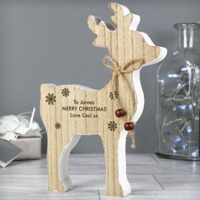 (image for) Personalised Rustic Wooden Reindeer Decoration