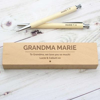 (image for) Personalised Classic Wooden Pen & Pencil Box Set