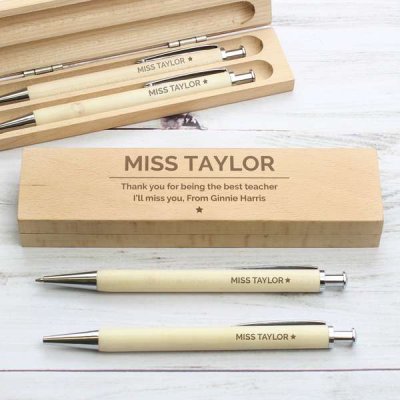 (image for) Personalised Classic Wooden Pen & Pencil Box Set