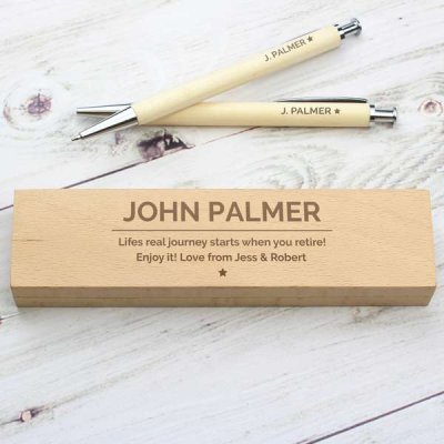 (image for) Personalised Classic Wooden Pen & Pencil Box Set