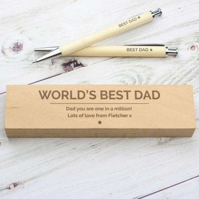 (image for) Personalised Classic Wooden Pen & Pencil Box Set