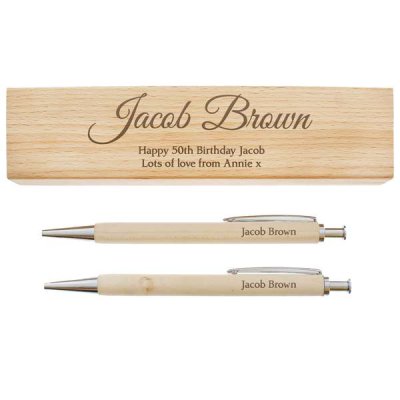 (image for) Personalised Any Message Wooden Pen & Pencil Box Set