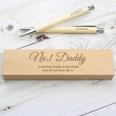 (image for) Personalised Any Message Wooden Pen & Pencil Box Set