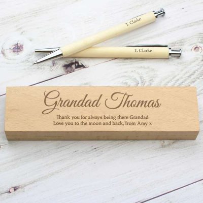 (image for) Personalised Any Message Wooden Pen & Pencil Box Set