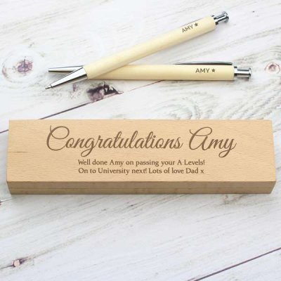 (image for) Personalised Any Message Wooden Pen & Pencil Box Set